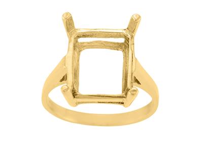 Anello Con 4 Griffe Per Pietra Rettangolare 14 X 12 Mm, Oro Giallo 18 Carati. Rif. 15381 - Immagine Standard - 2