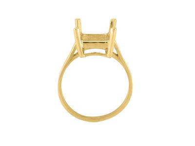 Anello A 4 Griffe Per Pietra Rettangolare 12 X 10 Mm, Oro Giallo 18 Carati. Rif. 15379 - Immagine Standard - 1