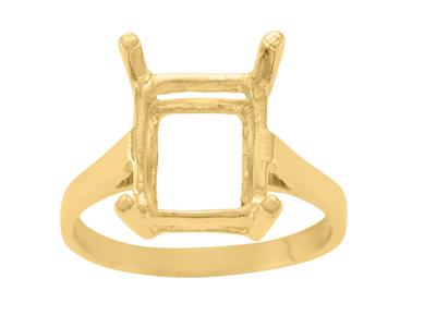 Anello Con 4 Griffe Per Pietra Rettangolare 12 X 10 Mm, Oro Giallo 18 Carati. Rif. 15379 - Immagine Standard - 2