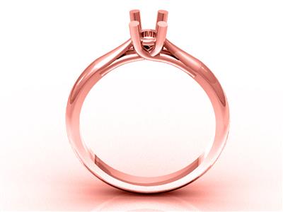 Solitario 4 Griffe Incrociate Per Pietra Da 4,5 Mm, Oro Rosso 18 Carati, Dito 53. Rif. 03420 - Immagine Standard - 1
