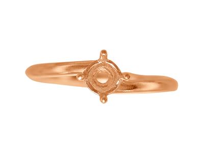 Solitario 4 Griffe Offset Per Pietra Da 4,60 Mm, Corpo Arrotondato, 18kt Oro Rosso 5n, Dito 70 - Immagine Standard - 4