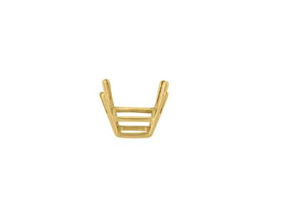Lunetta A 4 Griffe Doppie Per Pietra Rettangolare Di 8 X 6 Mm, Oro Giallo 18 Carati. Rif. 04904 - Immagine Standard - 2