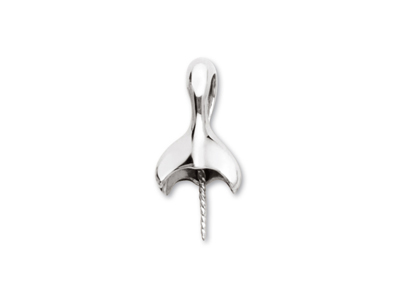 Ciondolo Coda Di Delfino Per Perla Da 7 A 9 Mm, Oro Bianco 18 Carati. Rif. Pe211