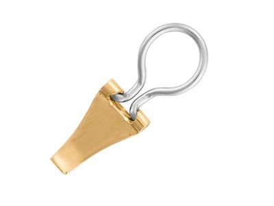 Sistema Per Orecchini A Forma Di Racchetta 15 Mm, Bicolore 18k. Rif. 7337, Coppia