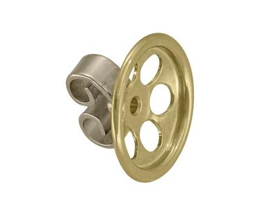 Chiusura A Farfalla A Forma Di Guscio Di Noce Traforata 6 Fori, 10 Mm,oro Giallo E Grigio 18k. Rif. 7900 - Immagine Standard - 2