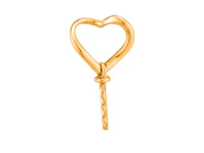 Ciondolo A Cuore Per Perline Da 8 A 10 Mm, Oro Giallo 18 Carati. Rif. Be128