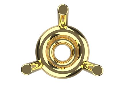 Chaton 3d, 3 Griffe A Barra Per Pietra Tonda Da 6,2 Mm, Oro Giallo 18 Carati. Rif. 10300 - Immagine Standard - 3