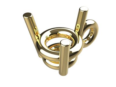 Incastonatura 3d, 3 Doppie Griffe Con Anello Di Sospensione Per Pietrarotonda Da 6,4 Mm, Oro Giallo 18 C Rticolo 10310 - Immagine Standard - 1
