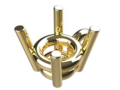 Castone 3d, 4 Artigli Doppi Con Chiusura A Pietra Rotonda Di 3,4 Mm, Oro Giallo 18 Ct. N. Art. 10410 - Immagine Standard - 1