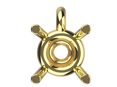 Castone 3d, 4 Artigli Doppi Con Chiusura A Pietra Rotonda Di 3,4 Mm, Oro Giallo 18 Ct. N. Art. 10410 - Immagine Standard - 3