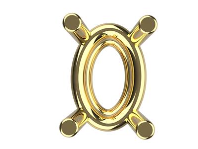 Castone 3d, 4 Doppie Griffe Per Pietra Ovale Di 5 X 3 Mm, Oro Giallo 18 Carati. Codice Articolo 10450 - Immagine Standard - 3