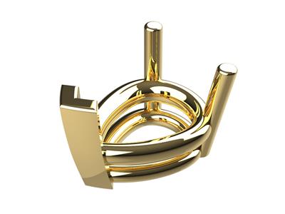 Castone 3d, 3 Griffe Doppia Barra Per Pietra A Pera 11 X 8 Mm, Oro Giallo 18 Carati. Rif. 10350 - Immagine Standard - 1