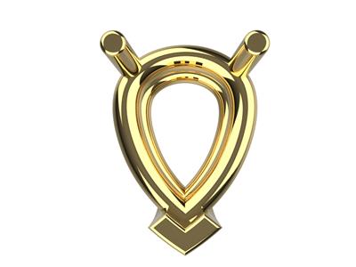 Castone 3d, 3 Griffe Doppia Barra Per Pietra Pera 12 X 8 Mm, Oro Giallo 18 Carati. Rif. 10350 O 10350 - Immagine Standard - 3