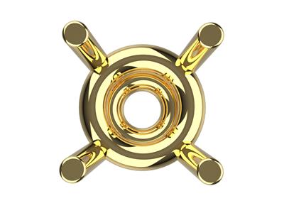 Castone 3d, 4 Griffe A Doppia Spalletta Per Pietra Tonda Da 4 Mm, Oro Giallo 18 Carati. Codice 10400 - Immagine Standard - 3