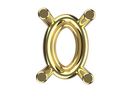Chaton 3d, 4 Griffe A Doppia Spalletta Per Pietra Ovale 6 X 4 Mm, Oro Giallo 18 Carati. Codice 10450 - Immagine Standard - 3