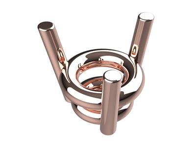 Castone 3d, 3 Griffe Doppie Per Pietra Tonda Da 4,8 Mm, Oro Rosso 18 Carati. Rif. 10300 - Immagine Standard - 1