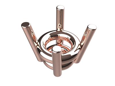 Castone 3d, 4 Griffe Doppie Per Pietra Tonda Da 4 Mm, Oro Rosso 18 Carati. Rif. 10400 - Immagine Standard - 1