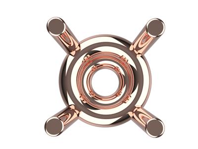 Castone 3d, 4 Griffe Per Pietra Rotonda Da 4,4 Mm, Oro Rosso 18 Carati. Rif. 10400 - Immagine Standard - 3