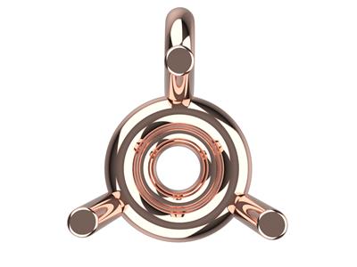 Chaton 3d, 3 Artigli Doppi Con Cauzione Per Pietra Tonda Da 5,2 Mm, Oro Rosso 18 Carati. Rif. 10310 310 - Immagine Standard - 3