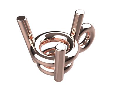 Chaton 3d, 3 Griffe Doppie Con Montatura Per Pietra Rotonda Da 6,5mm, Oro Rosso 18 Carati. Rif. 10310 - Immagine Standard - 1