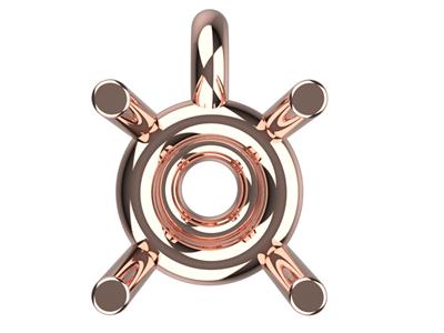 Lunetta 3d, 4 Griffe Doppie Con Castone Per Pietra Rotonda Da 5,6 Mm, Con Asola, Oro Rosso 18 Carati. Rifarticolo 10410 - Immagine Standard - 3