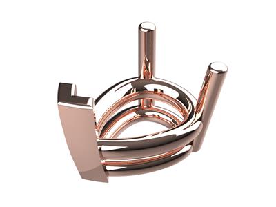 Castone 3d, 3 Griffe Doppie Per Pietra Pera 8 X 6 Mm, Oro Rosso 18 Carati. Rif. 10350 - Immagine Standard - 1