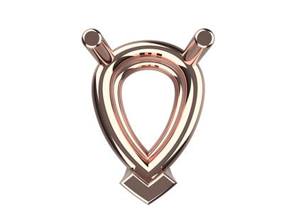 Castone 3d, 3 Griffe Doppie Per Pietra Pera 8 X 6 Mm, Oro Rosso 18 Carati. Rif. 10350 - Immagine Standard - 3