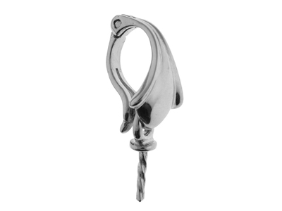 Clip A Bale Per Perla Da 5 A 9 Mm, Oro Bianco 18 Carati Rodiato. Rif. Pec014