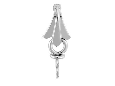 Cerniera A Clip Per Perla Da 9 A 10mm, Oro Bianco 18 Carati Rodiato. Rif. Pec039 - Immagine Standard - 2