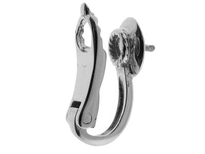 Sistema Per Orecchie Non Forate Concalotta, In Oro Bianco 18 Carati R Odiato. Rif. 048, Coppia - Immagine Standard - 3