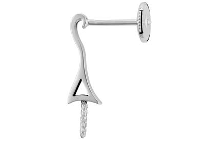 Sistema Di Orecchini Per Perla Da 7a 9 Mm, Alpas, Oro Bianco 18 Carat I Rodiato. Rif. Pe212, Coppia