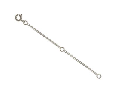 Catena Di Prolungamento, Forçat Taglio Diamante 1,47 Mm, 8 Cm, Oro Bianco 18 Carati, Rodiato