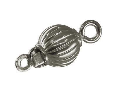 Chiusura Imperdibile, Pallina Rigata Da 6mm, Oro Bianco 18k Pd 6,5