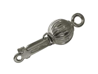 Chiusura Imperdibile, Pallina Rigata Da 6mm, Oro Bianco 18k Pd 6,5 - Immagine Standard - 3