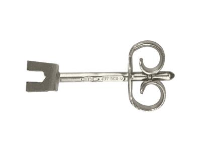 Orecchino Pronto Da Incastonare Con4 Griffe Quadrate, Per Pietra Da 1 ,30 Mm, Oro Bianco 18 Carati Rodiat - Immagine Standard - 2