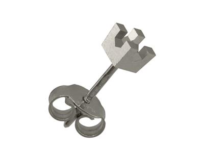 Orecchino Pronto Da Incastonare Con4 Griffe Quadrate, Per Pietra Da 2 ,40 Mm, Oro Bianco 18 Carati Rodiatodiato, Per Pezzo