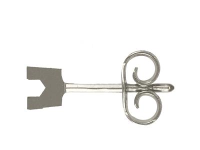 Orecchino Pronto Da Incastonare Con4 Griffe Quadrate, Per Pietra Da 2 ,40 Mm, Oro Bianco 18 Carati Rodiatodiato, Per Pezzo - Immagine Standard - 2