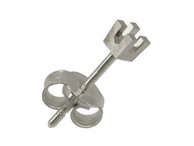 Orecchino Pronto Da Incastonare Con4 Griffe Quadrate, Per Pietra Da 1 ,50 Mm, Oro Bianco 18 Carati Rodiatodiato, Per Pezzo