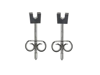 Orecchino Pronto Da Incastonare Con4 Griffe Quadrate, Per Pietra Da 1 ,80 Mm, Oro Bianco 18 Carati Rodiatato, Al Pezzo - Immagine Standard - 2