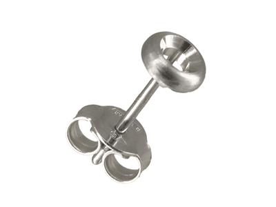 Orecchino Semilavorato Per Incastonatura, Per Pietra Da 2,60 Mm, Oro Bianco 18k Rodio, Il Pezzo - Immagine Standard - 1