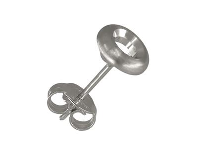 Orecchino Semilavorato Per Incastonatura, Per Pietra Da 4,30 Mm, Oro Bianco 18k Rodio, Il Pezzo