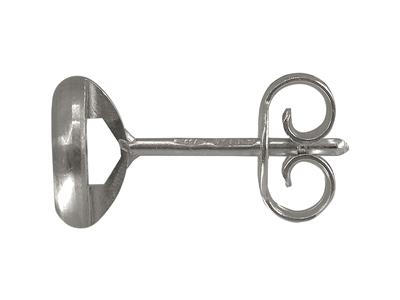 Orecchino Semilavorato Per Incastonatura, Per Pietra Da 4,30 Mm, Oro Bianco 18k Rodio, Il Pezzo - Immagine Standard - 2