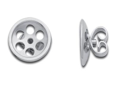 Chiusura A Farfalla A Forma Di Guscio Di Noce Traforata 6 Fori, 10 Mm,oro Bianco 18 Kt Pd 13.ref. 7900, - Immagine Standard - 1