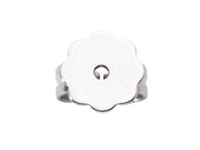 Retro Per Orecchini Con Placca A Fiore, Oro Bianco 18 Carati Pd 10. Ref. 07412, Al Pezzo - Immagine Standard - 1