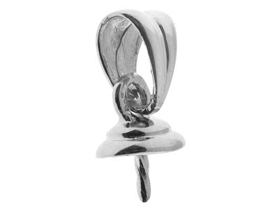 Cerniera Mobile Per Perla Da 8 A 9 Mm, Oro Grigio 18 Carati Rodiato. Rif. Be014