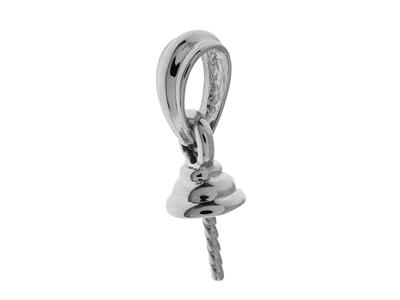 Occhiello Mobile Per Perla Da 8 A 9mm, Oro Grigio 18 Carati Rodiato. Rif. Be024