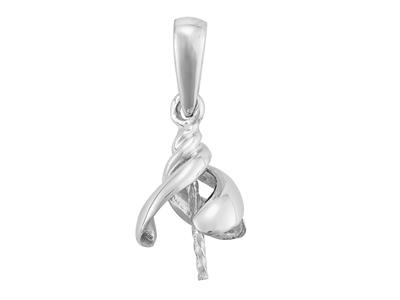 Cerniera Del Tourbillon Per Perla Da 8 Mm, Oro Bianco 18 Carati Rodiato. Rif. Be110 - Immagine Standard - 2