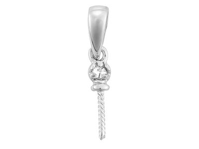 Cerniera Con Diamante Da 0,03 Ct Per Perla Da 6 A 12 Mm, Oro Grigio 18carati Rodiato. Rif. Be133 - Immagine Standard - 2