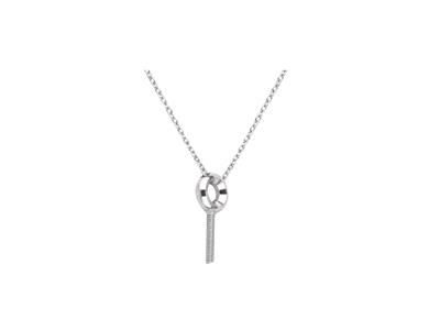 Collana Maglia Forzata, Con Asta Disupporto Per Perla E Castone Per P Ietra 0,05 Ct, 41+3 Cm, Oro Grigio - Immagine Standard - 2
