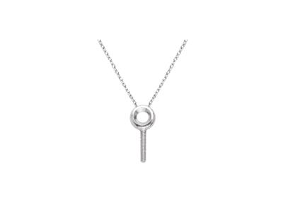 Collana Maglia Forzata, Con Asta Disupporto Per Perla E Castone Per P Ietra 0,05 Ct, 41+3 Cm, Oro Grigio - Immagine Standard - 3